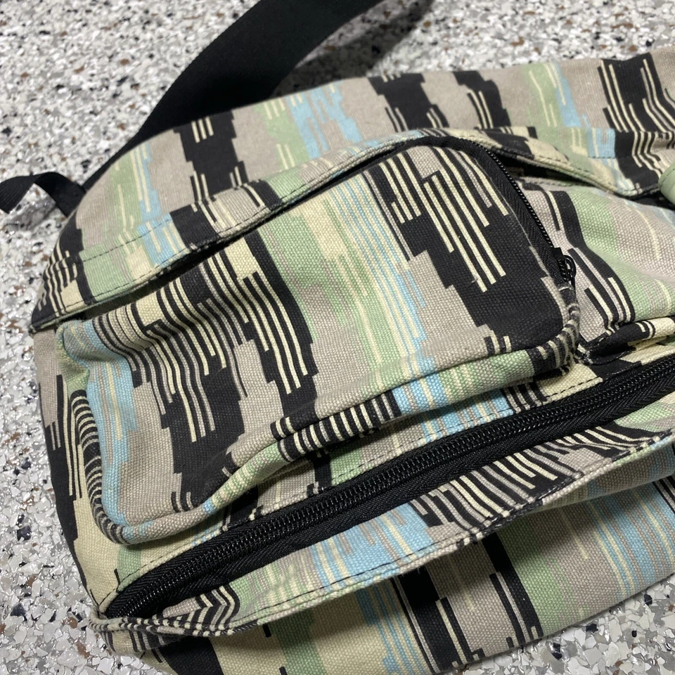 KAVU Rope Sling Adjustable Crossbody Bag Green Tan Black White Maytide Ikat - Image 3 of 4