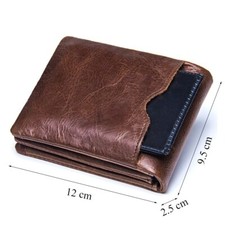 Genuine Crazy Horse Leather Men Wallets Vintage Wallet Zip Coin Pocket Purse
