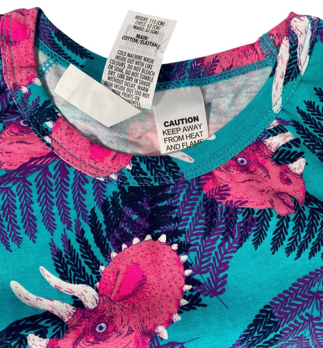 Bonds Kids Sleep Short Set Size 1 ( 12-18 Mths) Cyan With Pink Triceratops Print - Picture 3 of 11