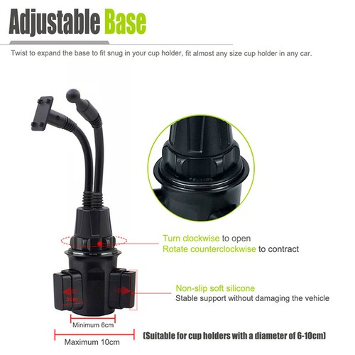 Dual Phone Holder For Car Cup Holder Cup Phone Holder 360° Rotatable Car Pho Hot - Photo 7 sur 12