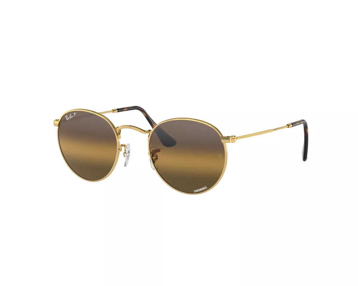 Ray Ban Sunglasses RB3447 ROUND METAL 001 G5 Gold brown Man eBay
