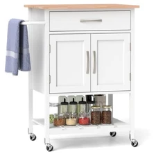 Rolling Kitchen Island Cart Trolley Storage Cabinet Mobile Serving Cart w/Drawer