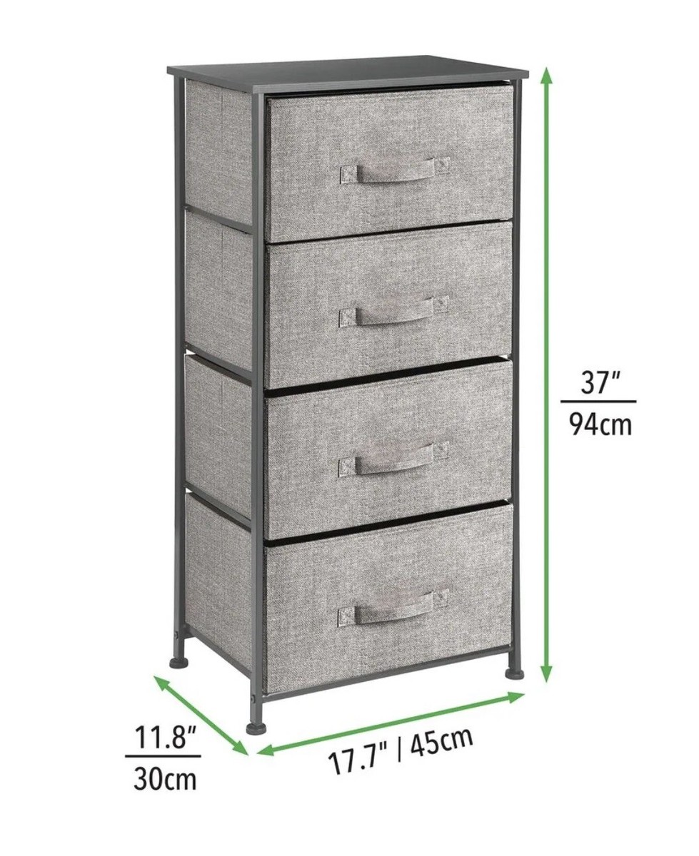 mDesign Vertical Dresser Storage Tower with 4 Drawers