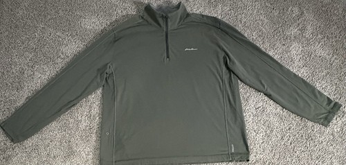 Herren EDDIE BAUER Travex Freedry Langarmshirt dunkelgrün 1/4 Zip Gr. XL
