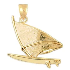 New 14k Yellow Gold Wind Surfing Charm Pendant