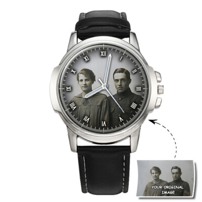 PERSONALISIERTE INDIVIDUELLE HERREN FOTO ARMBANDUHR GEBURTSTAG VATERTAG GESCHENK