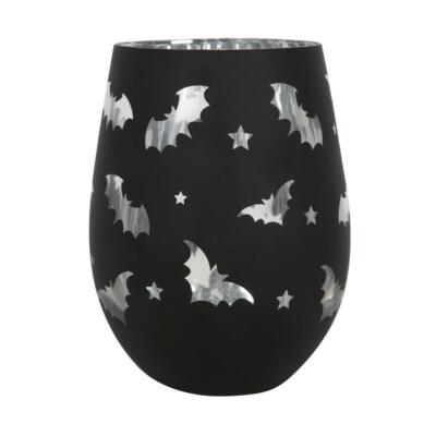Fledermaus stielloses Weinglas - Schwarz & Silber Gothic Halloween Deko, einzigartiges Geschenk