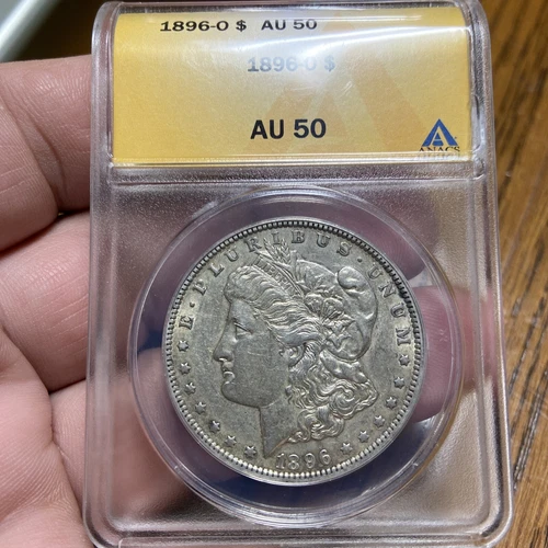 1896-O Morgan Dollar graded AU50 by ANACS Key Date Nice Detail Remaining Luster