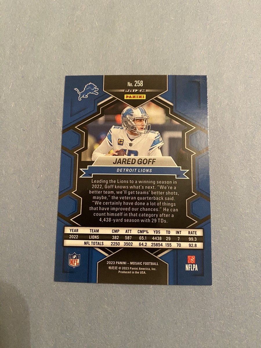 2023 Panini Mosaic Jared Goff Reactive Blue Prizm National