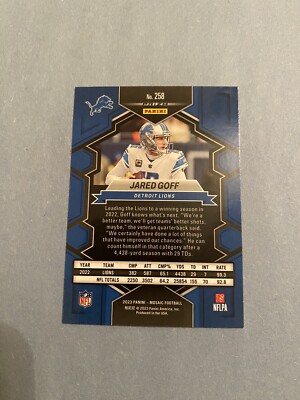 2023 Panini Mosaic Jared Goff Reactive Blue Prizm National Pride