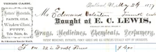 Rutland VT Lewis Patent Medicines Drugs Chemical Perfumery Billhead Vermont
