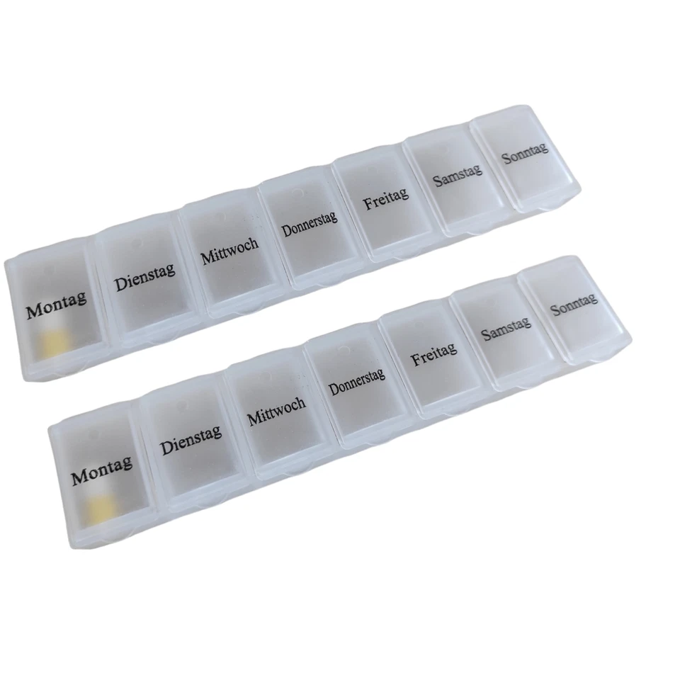 2x Pillendose je 7 Tage Pillenbox Tablettendose Tablettenbox Klappverschluss - Bild 4 von 4