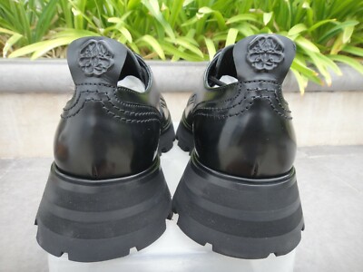 Alexander Mcqueen WANDER Black Shiny Leather Lace-up Oxford 