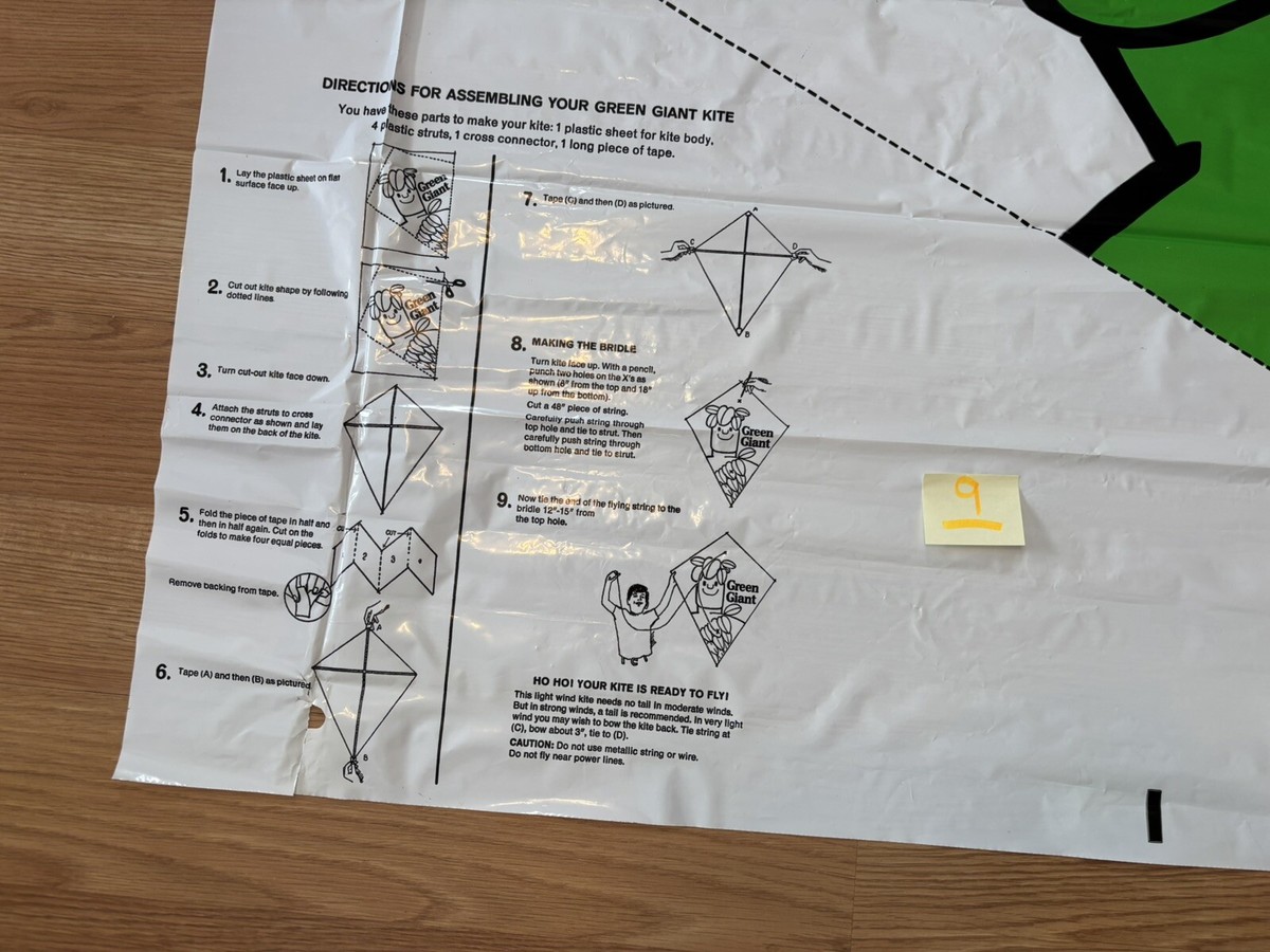 NEW Vintage 1970's N.O.S. Jolly Green Giant Kite Never Used Mail