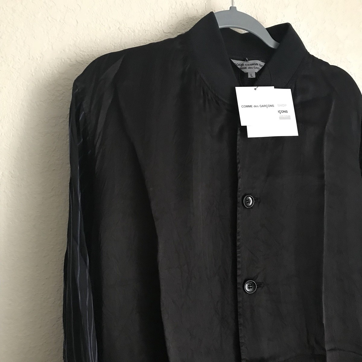 black comme des garçons 2015 staff coat GOOD DESIGN SHOP COMME des GARCONS Logo Printed Staff Coat