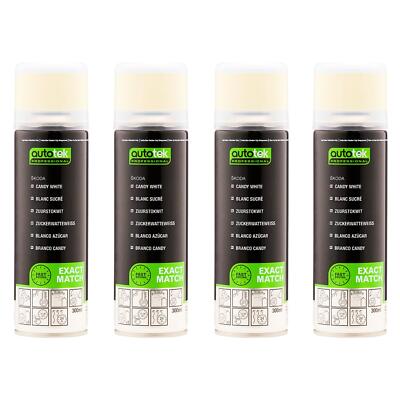Autotek Skoda Candy White schnelltrocknend hochdeckend Aerosol-Sprühlack 300 ml x4