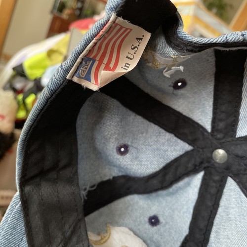 Mystere Cirque Du Soleil Denim Jean SnapBack Hat Made In The USA Gold Las Vegas! - Picture 7 of 7