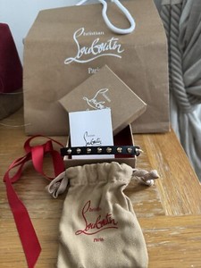 アクセサリー CHRISTIAN LOUBOUTIN Czarno-beżowe, skórzane szpilki z kokardką, NOWE, CHRISTIAN