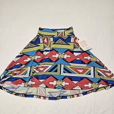 NWT Lularoe Kid's Girl's Geometric Multicolor Red Blue Yellow Skirt Size 4