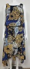 Robert Louis Womens Dress Size Small Sleeveless Tank Floral Maxi Blue Gold Black