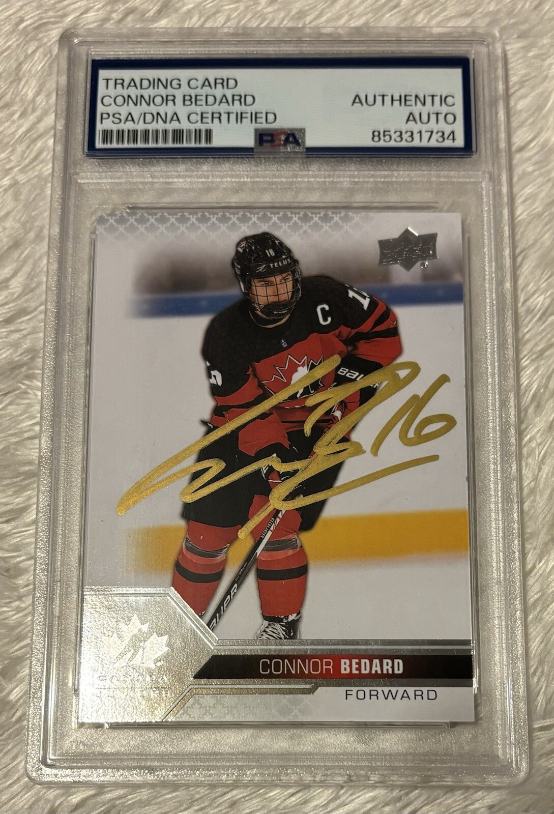 Connor Bedard Autographed Signed Canada 2022 UD TEAM #23 PSA AUTO CHICAGO BLACKHAWKS 