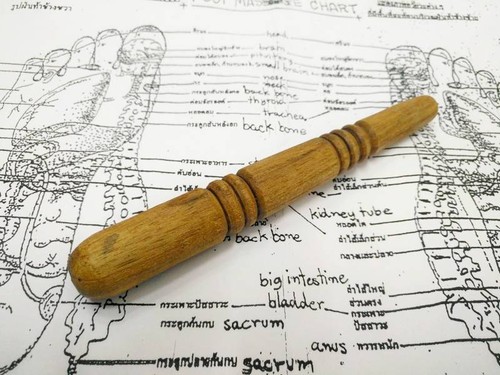 Wooden Stick Foot Massage Tool Teak Wood Reflexology Thai Traditional 5.5" Long - 第 1/8 張圖片