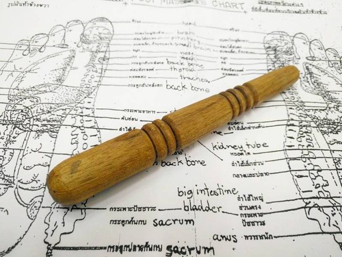 Wooden Stick Foot Massage Tool Teak Wood Reflexology Thai Traditional 5.5" Long - Afbeelding 1 van 8