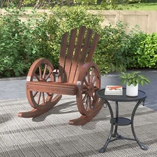 Wagon Wheel Rocker Chair Patio Rocking Chair Armrests Rocker Outdoor Furniture