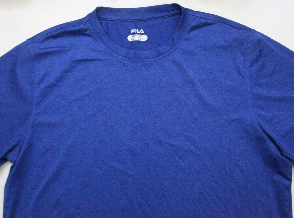 Large Fila Blue Men's Poly Spandex Short Sleeve Man's Crew Tee T-Shirt Top 1-251 - Image 2 of 4