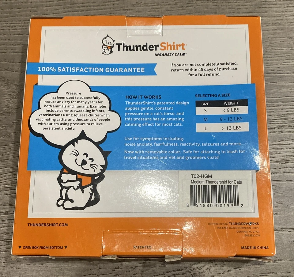 Camisa Thunder Jaqueta Ansiedade Gato, Cinza Urze MÉDIA (9 a 13 libras) - Imagem 2 de 4