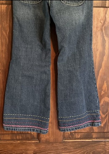 Gymboree Flowers Embroidered Denim Blue Jeans Boho Flare Girls Sz 6 - Picture 6 of 12