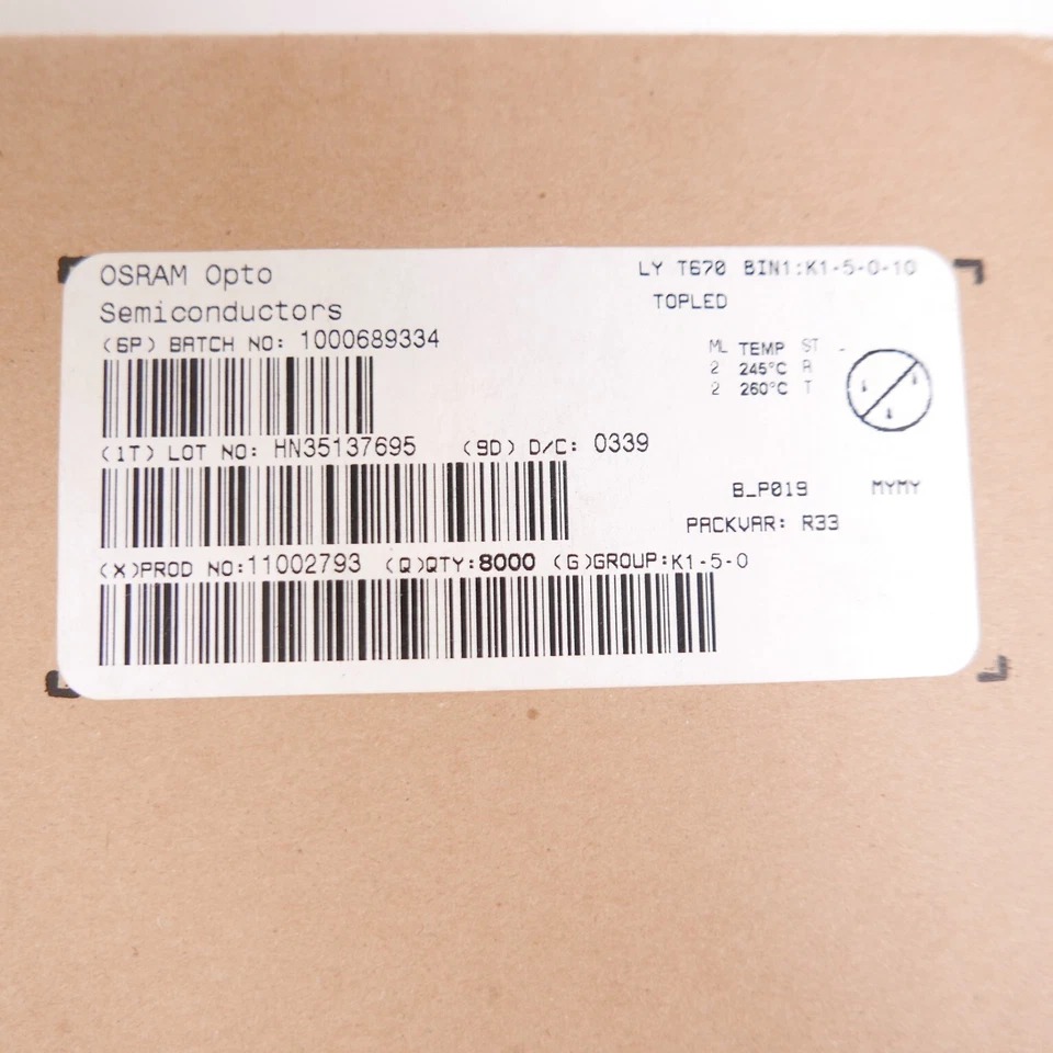 OSRAM T670 LED TOPLED Yellow color code k15 GaAsP  PLCC-2 SMD **NEW** Qty 8,000 - Image 3 of 4