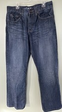 Flypaper Jeans Mens 30 x 30 Boot Cut Blue Denim Embroidery Pocket Baggy