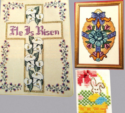 Easter Lily Cross Hes Risen Blue Rose Egg Easter Matchbox CROSS STITCH PATTERNS
