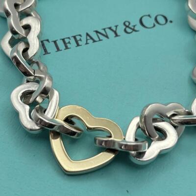 Tiffany & Co. Heart Link Bracelet 18K Gold 750 ＆ Sterling Silver