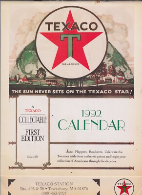 Texaco Star Collectible Calendar 1992 #1  Ed Gas Station  Rt 495 Tewksbury MA