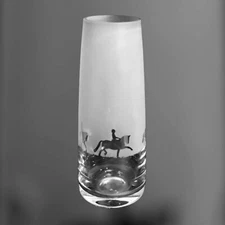 DRESSAGE HORSE VASE 30cm Clear Crystal Glass Flower Vase with Frieze design