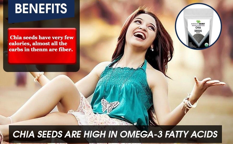 2 libras USDA SEMILLAS DE CHÍA NEGRA PREMIUM PURAS ORGÁNICAS VEGANAS, SIN GLUTEN, sin OGM, FRESCAS Foto 4 de 4