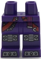 Lego New Minifig Dark Purple Pants Legs w/ Red Straps Silver Chain Part