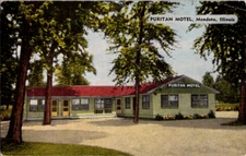 Vintage Postcard Mendota Illinois Puritan Motel Ultra Modern Lodging