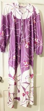 Vintage Granada Polyester S Small Zip Housecoat Nightie Gown MuMu Floral USA eUC