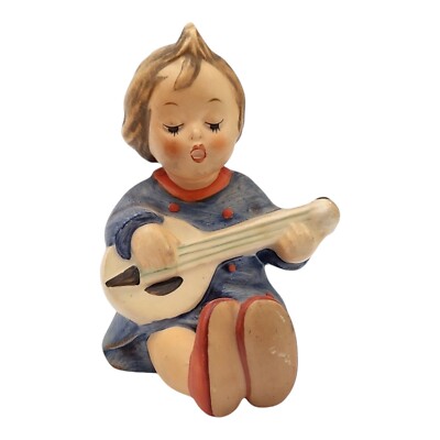 Goebel Hummel Porcelain Figurine Joyful #53 Girl with Guitar W.Germany 3.5'' Tall