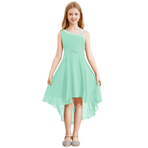 Kids Girls Ball Gown Asymmetrical-Hem Sparkly Twisted Dress Special Formal Knot - Picture 54 of 65