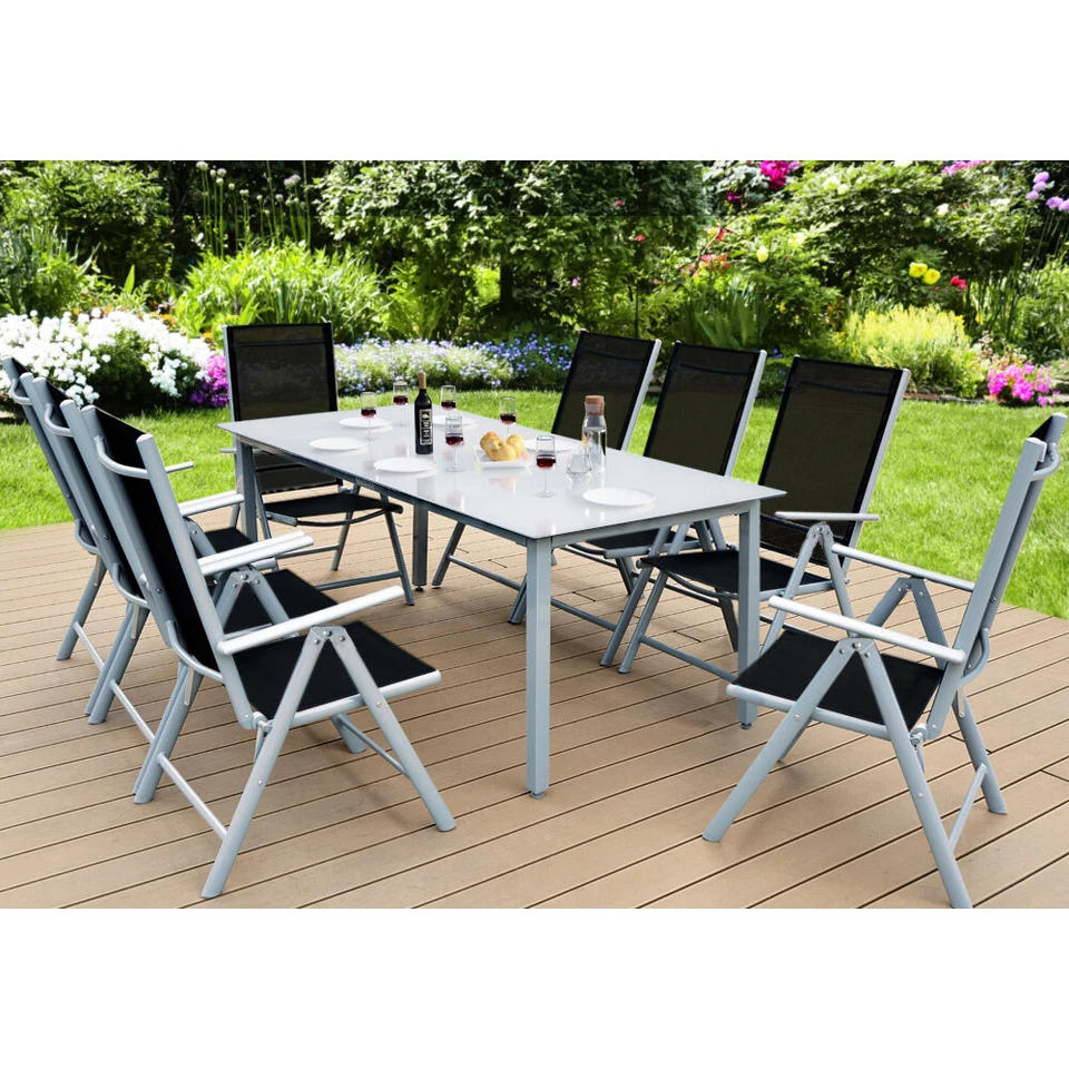 CASARIA® Sitzgruppe Sitzgarnitur Alu Gartenmöbel Essgruppe Garten Tisch Set - Bild 2 von 4