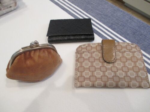 Vintage Coin/Change Purses - Lot of Three - 2 Leather, 1 Fabric