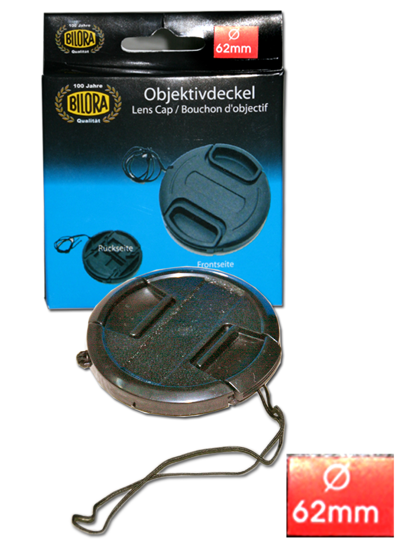 Tappo copriobiettivo a molla 62 mm per obiettivo Nikon, Canon, Sony
