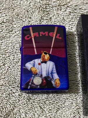 Vintage Motorcycle Joe Camel Zippo Lighter 1993 Orange Sticker | eBay