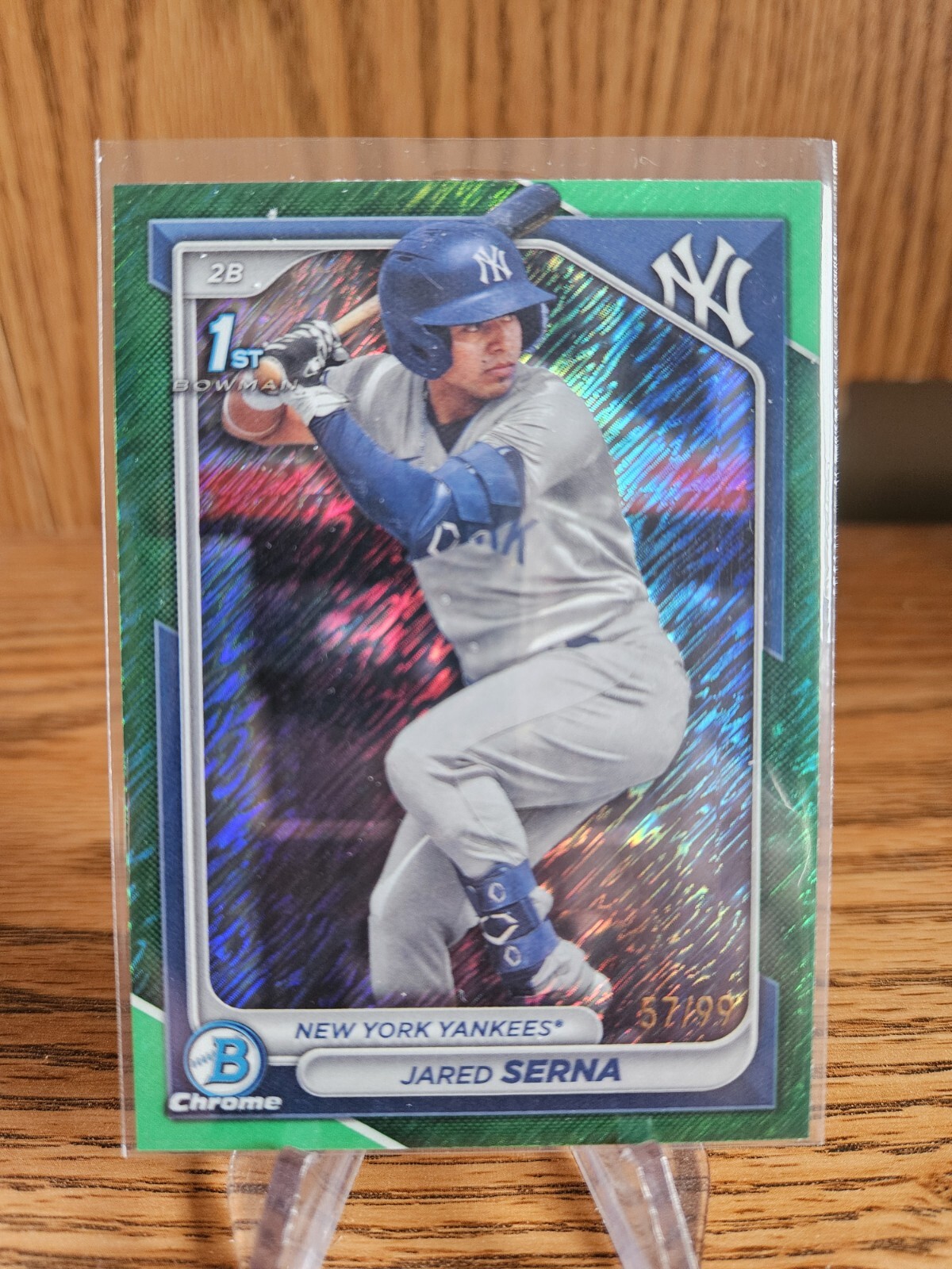 2024 1st Bowman Chrome JARED SERNA Green Shimmer Refractor /99 NY Yankees BCP-68