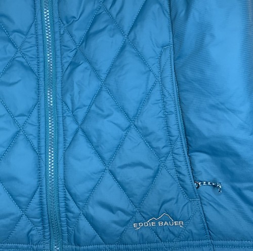 Eddie Bauer Woman’s Medium Outdoor Vest Aqua Color Quilted Casual Full Zip - Picture 3 of 5