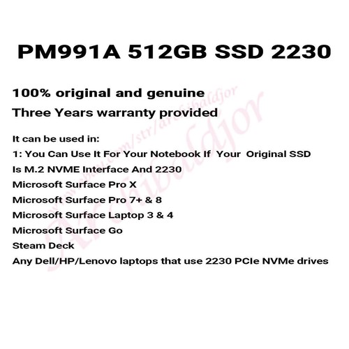 Samsung M.2 2230 SSD 512GB Nvme For Microsoft Pro X Pro ( 7+) 8 9 Laptop 3 & 4 - Picture 2 of 12